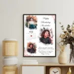 Birthday Photo Frames for Wall Decor as Birthday Gifts, Black or white Frame Size (A4 SIZE) For 3 Photo - Image 2